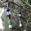 Mainly blue mixed beads, long drop