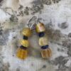 Yellow agate with lapis chips