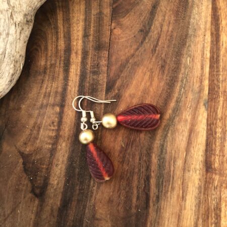 Lightweight red leaf + gold beads